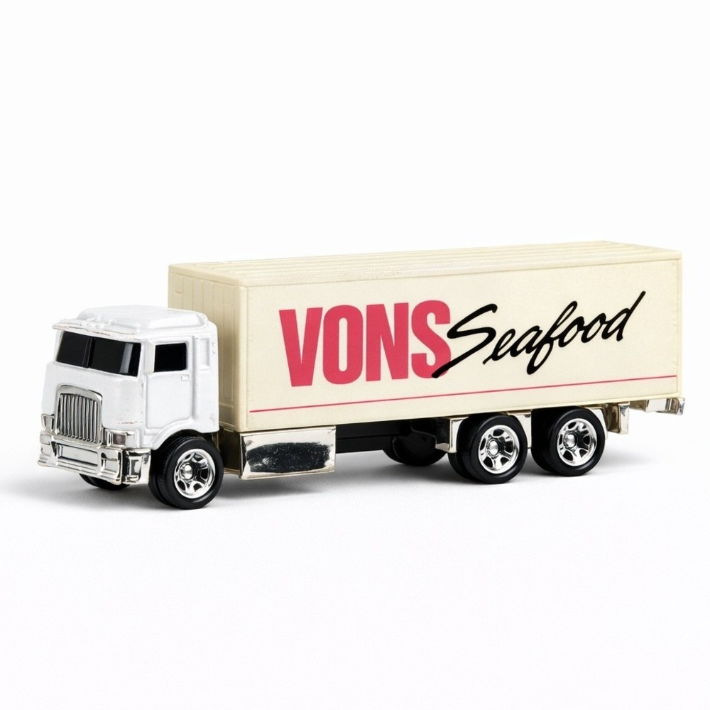 Vintage Hot Wheels 1991 Vons‎ Produce Seafood Delivery Semi Truck White Chrome